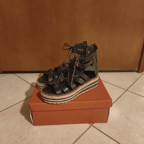 Makis Kotris women's black platform sandals EU 37