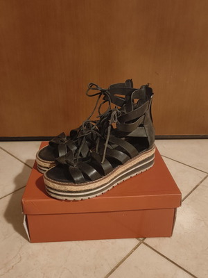 Makis Kotris women's black platform sandals EU 37