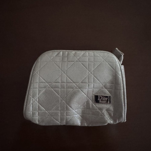 Dior Beauty silver iridescent cosmetic bag new