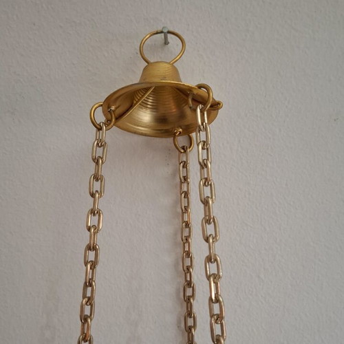 Hanging Church Oil Lamp gold color, like new, 65 cm