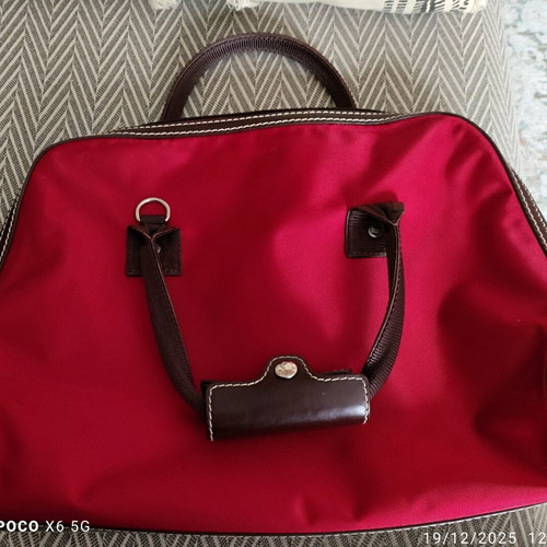 Lancel red crossbody bag like new with leather trims