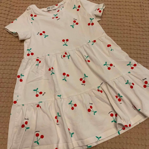 H&M Cherry Dress new for 3-4 years old, white and red