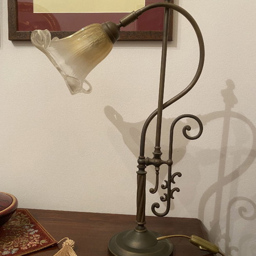 Table lamp bronze antique used, height 0.56 m