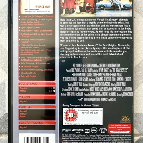 The Usual Suspects DVD special edition, like new, English subtitles