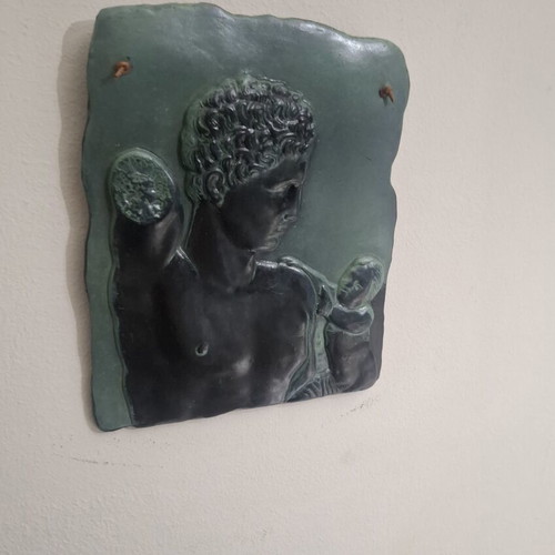 Ceramic relief plaque Hermes of Praxiteles vintage museum replica
