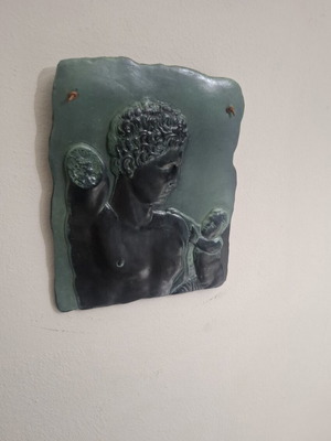 Ceramic relief plaque Hermes of Praxiteles vintage museum replica