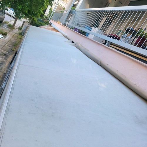Tenda shading awning like new, white fabric with patterns, 6.41x1.90