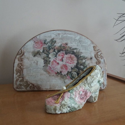 Handmade vintage decoration set 2 pcs shabby chic, new