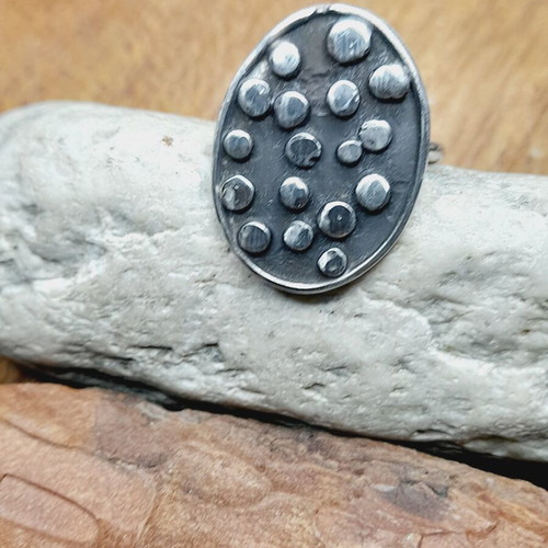 Handmade silver ring with 925 silver and oxidation blackening new