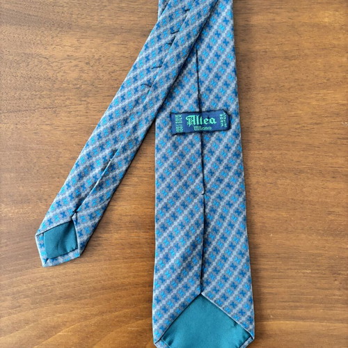 Altea Milano vintage silk tie, blue and silver