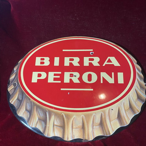 Birra Peroni Enamel Advertising Sign used, 1950s-60s Italian