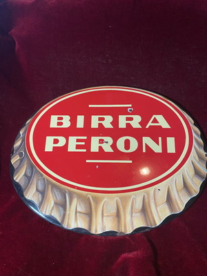 Birra Peroni Enamel Advertising Sign used, 1950s-60s Italian