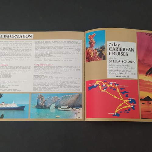 Sun Line cruise ships brochure 1970 Stella Maris Oceanis Solaris