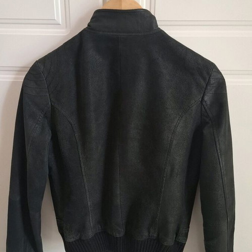 Leather bomber used, Zara, black, size S