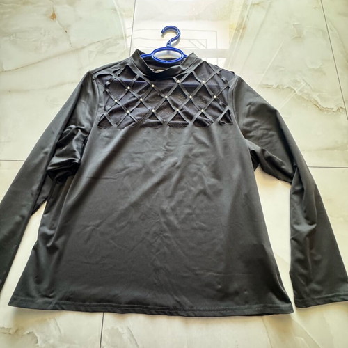 Shein long-sleeve blouse new with pearls black XXXL