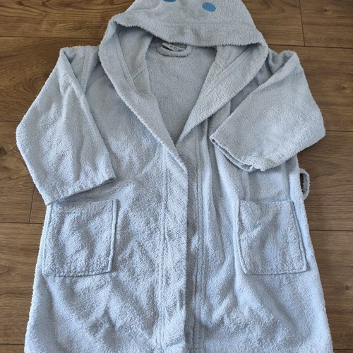 Das baby children's bathrobe 3-5 years like new, blue with hood and pockets