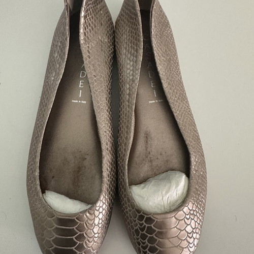 Casadei Metallic Python-Effect Ballet Flats like new, rose gold