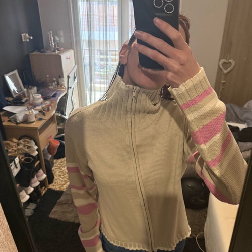 Sweater cardigan with zipper new, beige