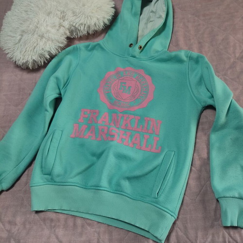 Franklin Marshall hoodie used, turquoise, size M
