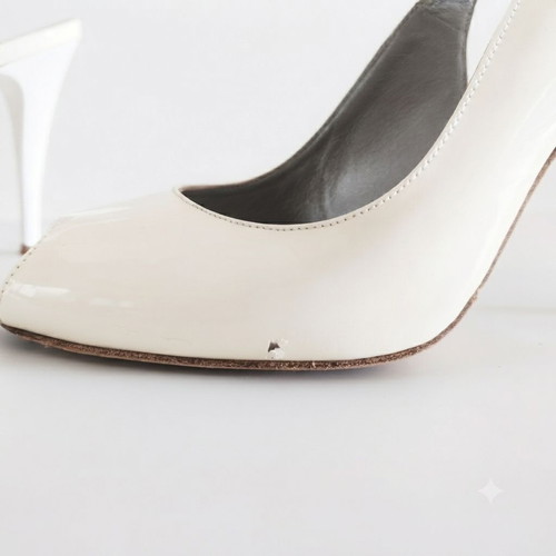 J. Bournazos Slingback Peep Toe Shoes used, ivory, size 38