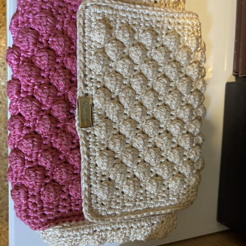 Handmade pink and white handbag like new