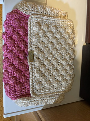 Handmade pink and white handbag like new