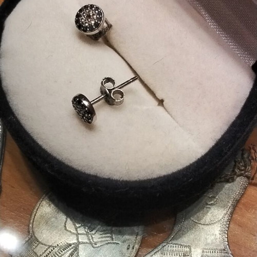 925 Earrings like new with zircon and blue enamel