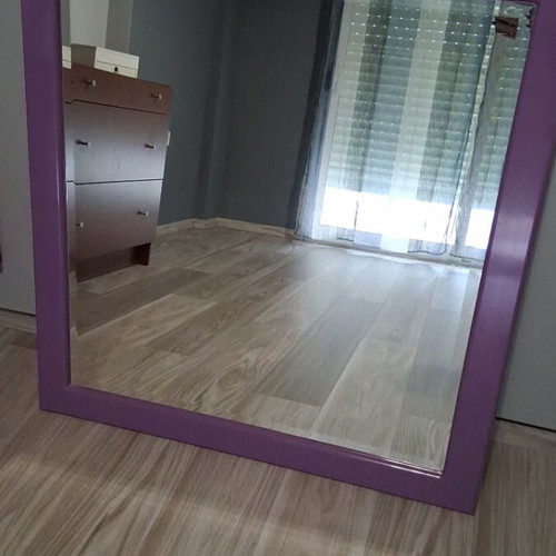 Wall mirror used, 0.96m width x 1m height, with metal clips