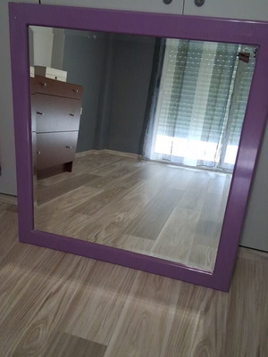 Wall mirror used, 0.96m width x 1m height, with metal clips