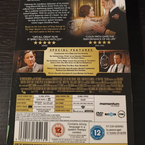 The King's Speech DVD new with English subtitles