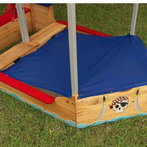 KidKraft Pirate Sandboat wooden sandbox for kids