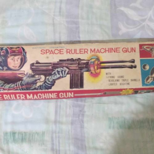 Space Ruler Machine Gun new tin toy 1960s Horikawa Japan