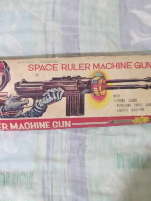 Space Ruler Machine Gun new tin toy 1960s Horikawa Japan