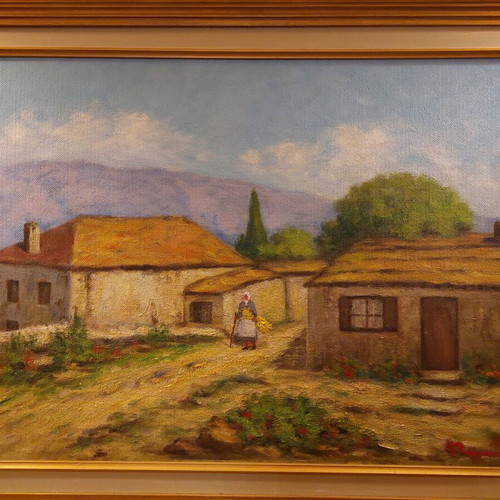 Oil painting by M. Romanidou like new with frame