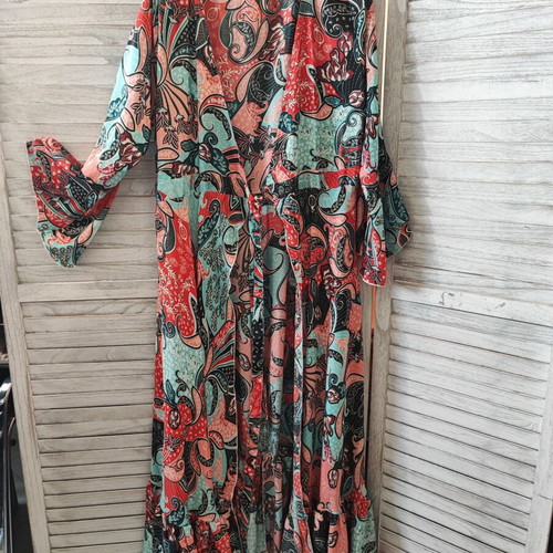 Rima Beachwear long colorful wrap dress, art silk