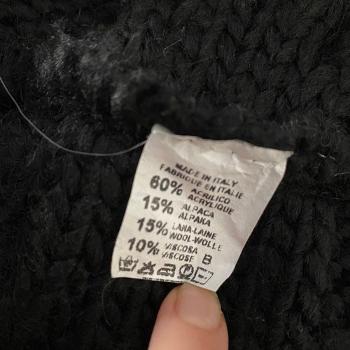 Vintage handmade knitted wool cardigan scarf cape black