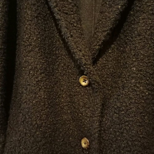 Black bouclé cardigan used with smoking collar and two buttons