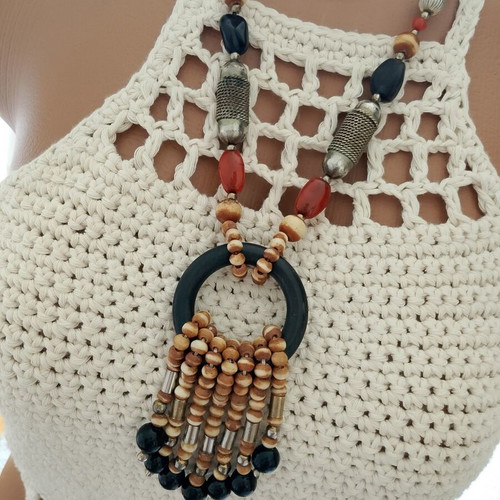 Handmade ethnic style necklace used, statement jewelry