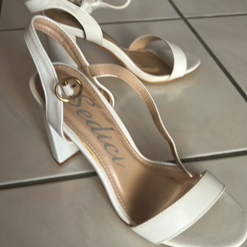 Sedici white sandal new, 8 cm heel, size 37