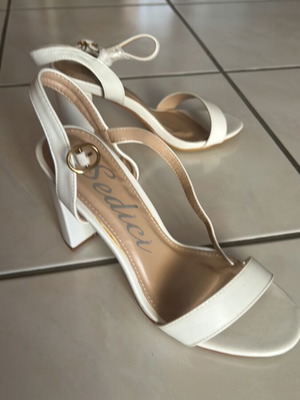 Sedici white sandal new, 8 cm heel, size 37