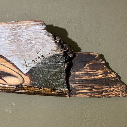 Mermaid on old Patmos boat wood new with signature