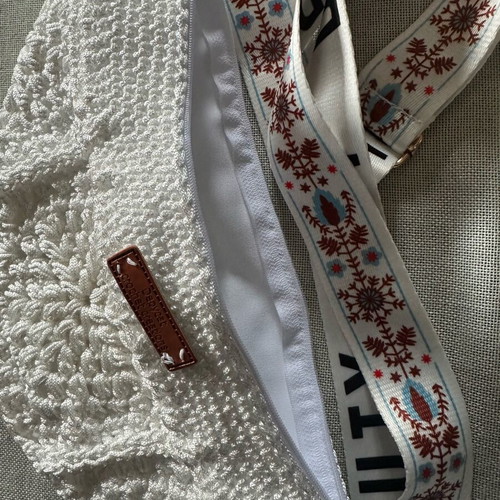 Handmade knitted crossbody bag white made to order