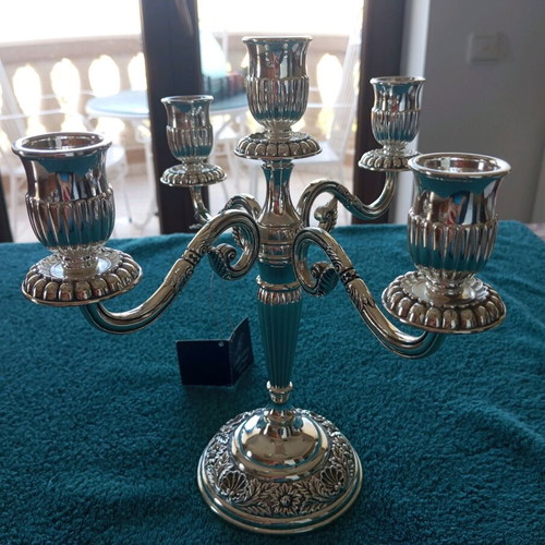 Silver-plated five-arm candlestick new