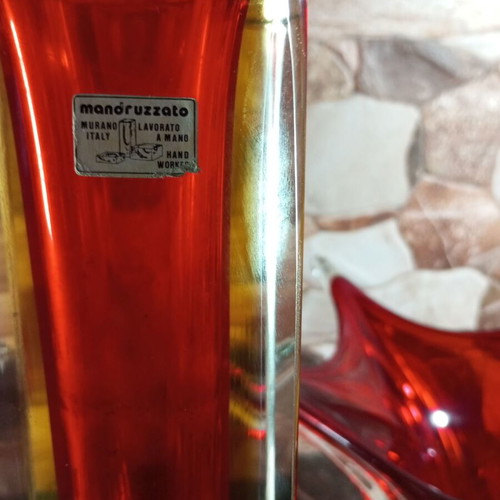 Murano Mandruzzato Vase 1965 NOS with Label, 30cm