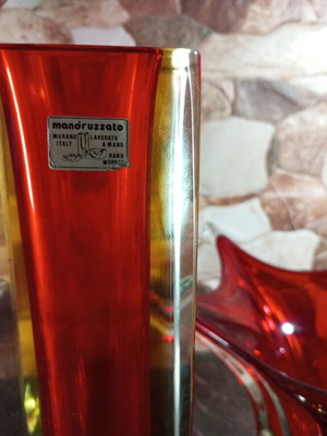 Murano Mandruzzato Vase 1965 NOS with Label, 30cm