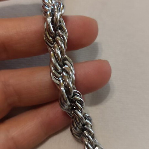 Thick twisted necklace chain new, silver color, length 40+5 cm