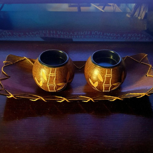 Handmade wooden decorative tealight holder like new