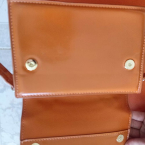 Zara multicolor striped blouse with orange pants and bag set
