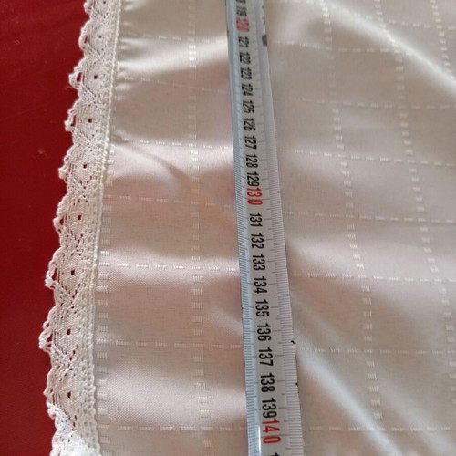 White tablecloth used, 180x143 cm with lace trim
