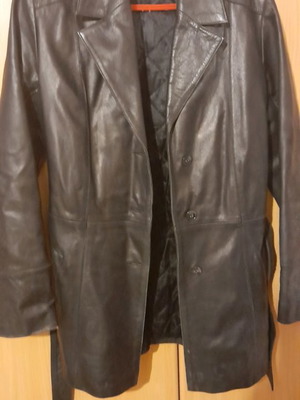 Δερμάτινο ημιπαλτό Zara μεταχειρισμένο, μαύρο, μέγεθος M με ζώνη